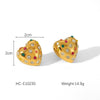 Women's Heartshaped Geometric Stainless Steel Electroplated Earrings