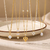Women's Heartshaped Teardrop Stainless Steel Necklace With 18K Gold Plating And Cubic Zirconia