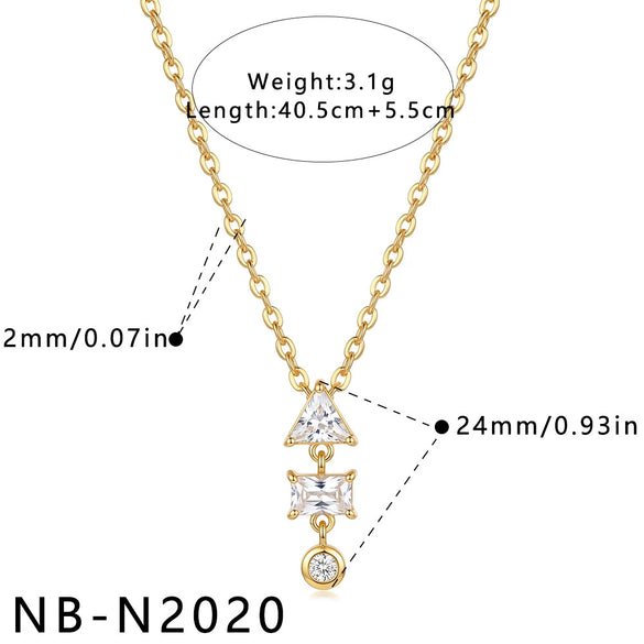 Women's Heartshaped Teardrop Stainless Steel Necklace With 18K Gold Plating And Cubic Zirconia