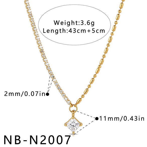 Women's Heartshaped Teardrop Stainless Steel Necklace With 18K Gold Plating And Cubic Zirconia