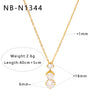 Women's Heartshaped Water Drop Pendant Necklace With Zircon And Pearl Stainless Steel Geometric Electroplated Jewelry