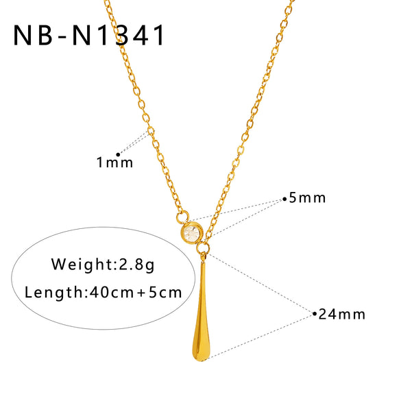 Women's Heartshaped Water Drop Pendant Necklace With Zircon And Pearl Stainless Steel Geometric Electroplated Jewelry