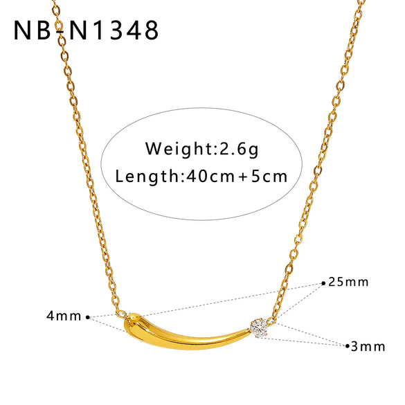 Women's Heartshaped Water Drop Pendant Necklace With Zircon And Pearl Stainless Steel Geometric Electroplated Jewelry