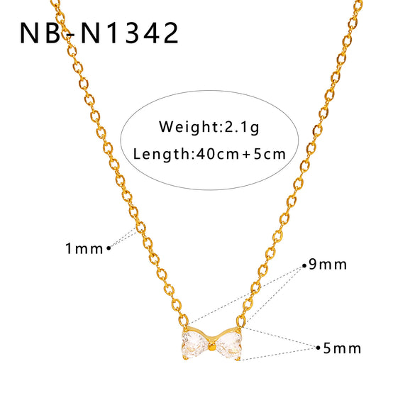 Women's Heartshaped Water Drop Pendant Necklace With Zircon And Pearl Stainless Steel Geometric Electroplated Jewelry
