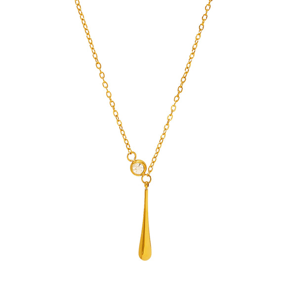 Women's Heartshaped Water Drop Pendant Necklace With Zircon And Pearl Stainless Steel Geometric Electroplated Jewelry