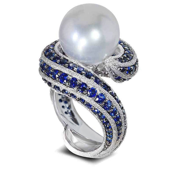Women's Heavyduty Specialshaped Ring Copper Imitation Pearl Geometric Zirconia Highend Style