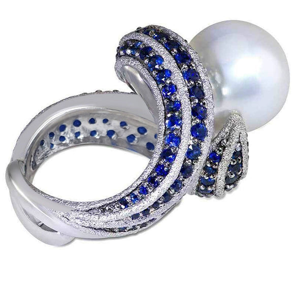 Women's Heavyduty Specialshaped Ring Copper Imitation Pearl Geometric Zirconia Highend Style