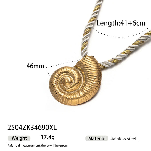Women's High Color 18K Gold Plated Titanium Steel Conch Sea Star Shell Thick Rope Necklace Fashion Jewelry
