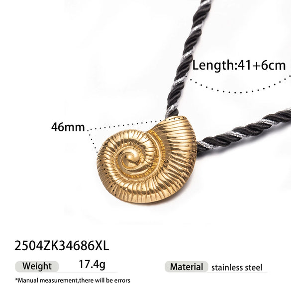Women's High Color 18K Gold Plated Titanium Steel Conch Sea Star Shell Thick Rope Necklace Fashion Jewelry