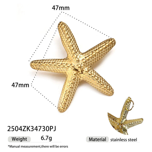 Women's High Color 18K Gold Plated Titanium Steel Conch Sea Star Shell Thick Rope Necklace Fashion Jewelry