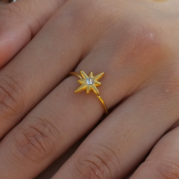 Women's High End Fashionable Open Ring With Geometric Design Made Of Stainless Steel And Electroplated