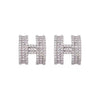 Women's High End Light Luxury Letter H Earrings In Copper With Cartoon Style And Letter Pattern