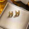 Women's High End Light Luxury Letter H Earrings In Copper With Cartoon Style And Letter Pattern