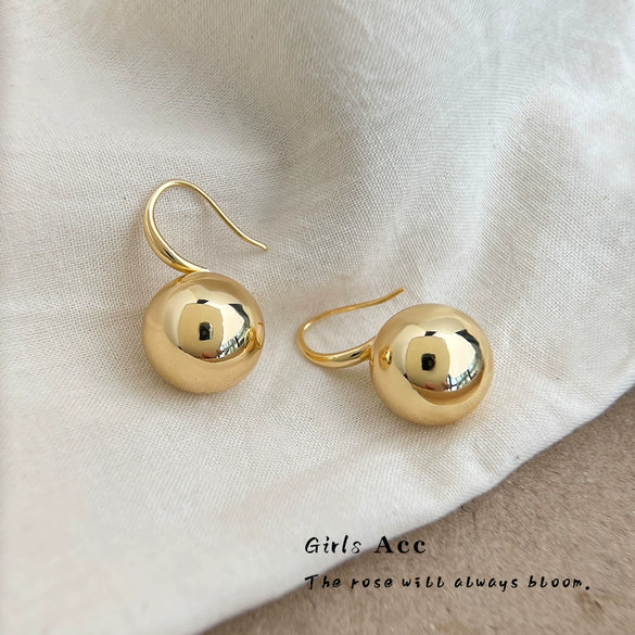Women's High End Simple Geometric Metal Ball Earrings With Electroplated Finish Cool Exaggerated Fashion Jewelry