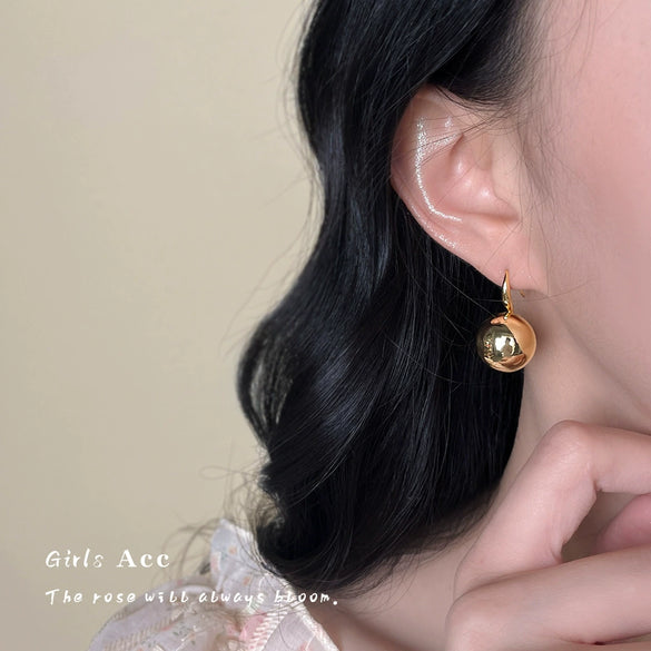 Women's High End Simple Geometric Metal Ball Earrings With Electroplated Finish Cool Exaggerated Fashion Jewelry