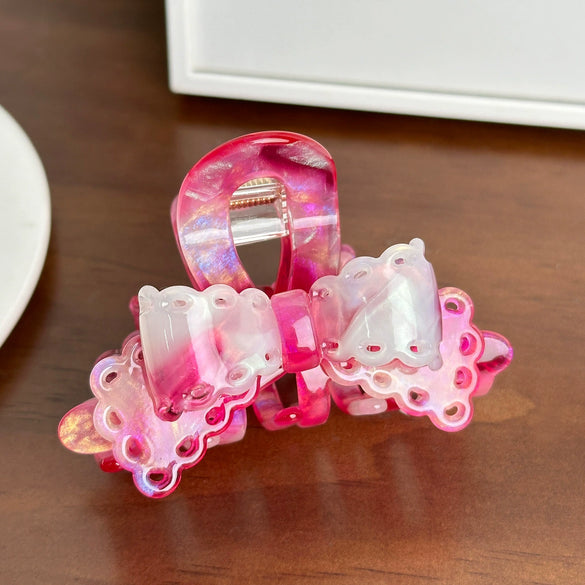 Women's Highend Acetic Acid Hair Accessories Lace Bow Ponytail Clip