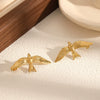 Women's Highend Animal Zodiac Petrel Pigeonshaped Stainless Steel Electroplated Earrings