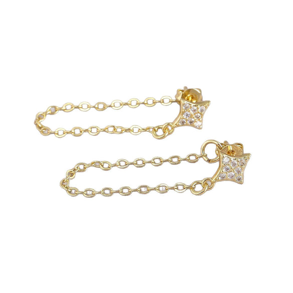 Women's Highend Fashion Cross Chain Tassel Earrings Copper Geometric U Shape Electroplated Jewelry