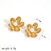 Women's Highend Feel Flower Shape Stainless Steel Electroplated Earrings