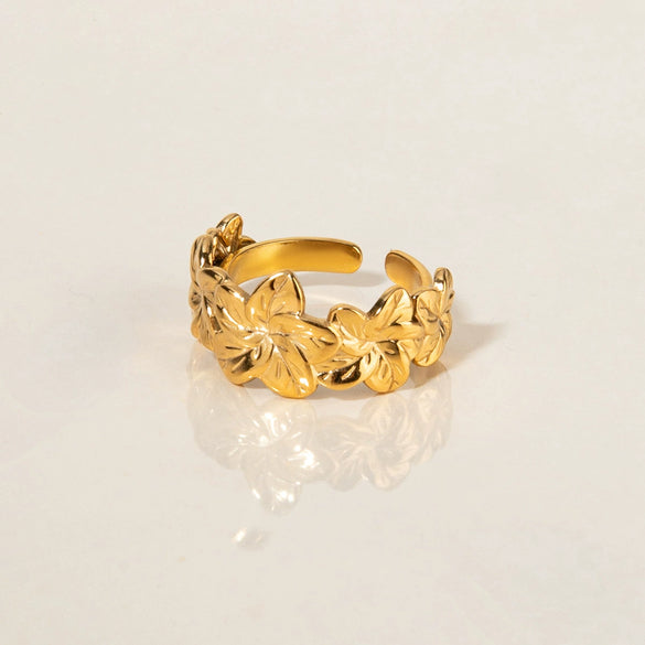 Women's Highend Flower Ring Stainless Steel Jewelry Geometric Pattern Electroplating