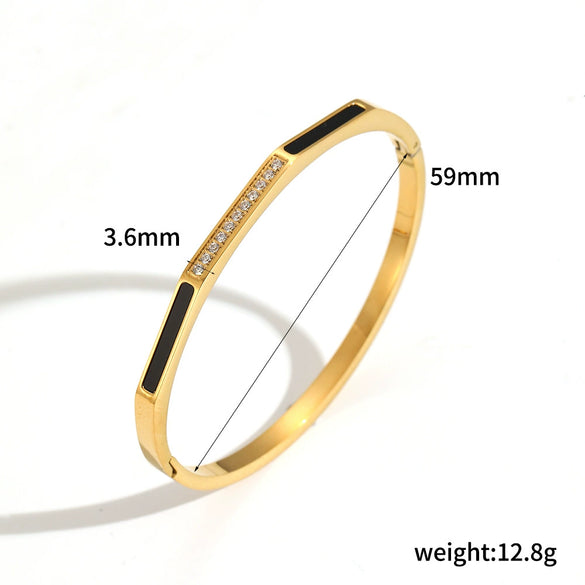 Women's Highend Geometric Colored Diamond Stainless Steel Electroplated Bracelet