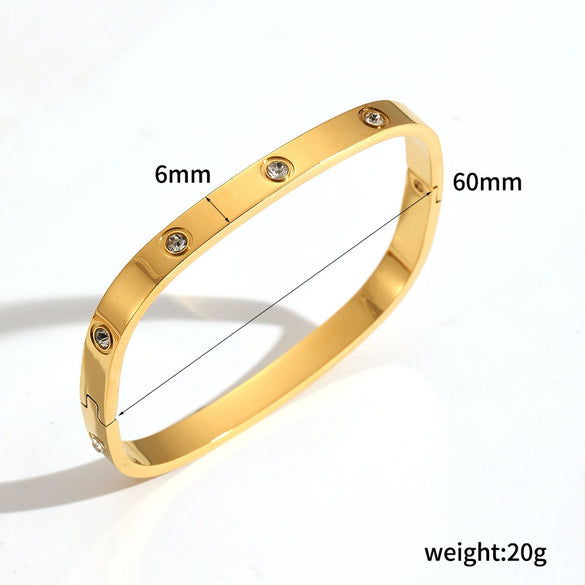Women's Highend Geometric Colored Diamond Stainless Steel Electroplated Bracelet