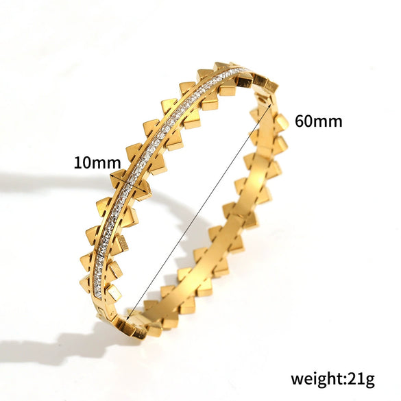 Women's Highend Geometric Colored Diamond Stainless Steel Electroplated Bracelet