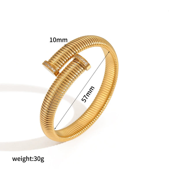 Women's Highend Geometric Colored Diamond Stainless Steel Electroplated Bracelet