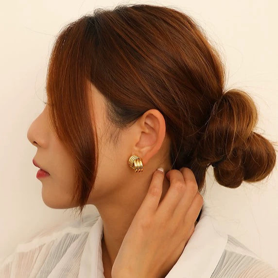 Women's Highend Geometric Cross Stainless Steel Electroplated Earrings