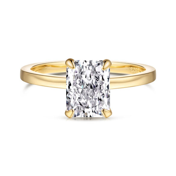 Women's Highend Geometric S925 Sterling Silver Ring With 8A Zircon Inlaid And Electroplated Design