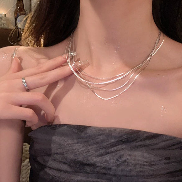 Women's Highend Light Luxury Metal Snake Bone Clavicle Necklace With Geometric Style And Electroplating