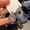 Women's Highend Minimalist Copper Earrings With Drop Shape And Geometric Pattern Set With Zirconia