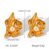 Women's Highend Pearl Stainless Steel Geometric Flower Earrings With Electroplating