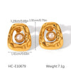 Women's Highend Pearl Stainless Steel Geometric Flower Earrings With Electroplating