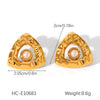 Women's Highend Pearl Stainless Steel Geometric Flower Earrings With Electroplating