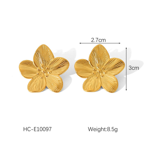 Women's Highend Pearl Stainless Steel Geometric Flower Earrings With Electroplating