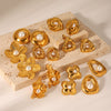 Women's Highend Pearl Stainless Steel Geometric Flower Earrings With Electroplating