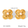 Women's Highend Pearl Stainless Steel Geometric Flower Earrings With Electroplating