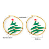 Women's Highend Stainless Steel Christmas Stocking And Tree Earrings With Electroplated Geometric Festive Design Wholesale
