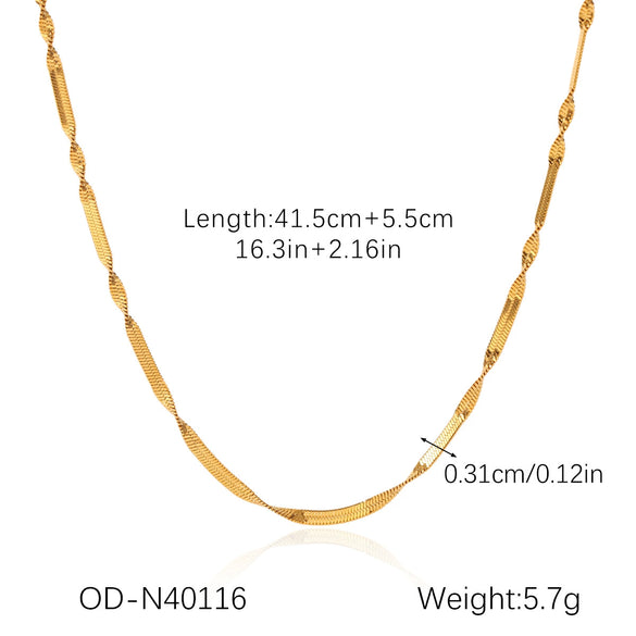 Women's Highend Stainless Steel Handmade Necklace With Geometric Pattern Goldplated Pvd Vacuum Plated Chain