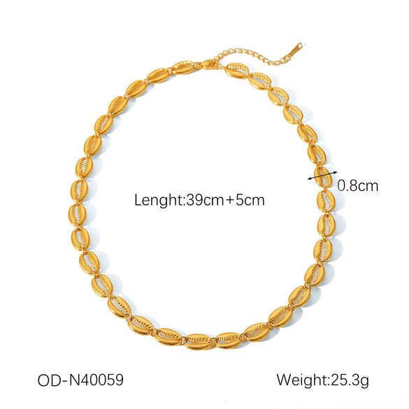 Women's Highend Stainless Steel Handmade Necklace With Geometric Pattern Goldplated Pvd Vacuum Plated Chain