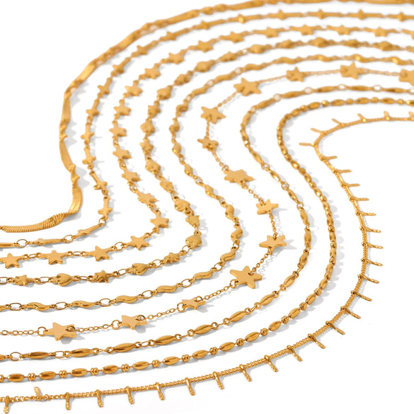 Women's Highend Stainless Steel Handmade Necklace With Geometric Pattern Goldplated Pvd Vacuum Plated Chain