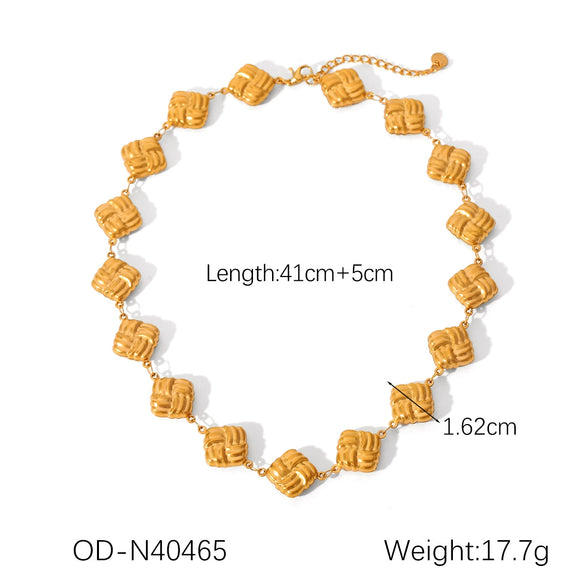 Women's Highend Stainless Steel Handmade Necklace With Geometric Pattern Goldplated Pvd Vacuum Plated Chain