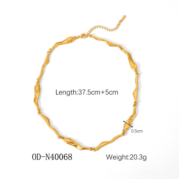 Women's Highend Stainless Steel Handmade Necklace With Geometric Pattern Goldplated Pvd Vacuum Plated Chain