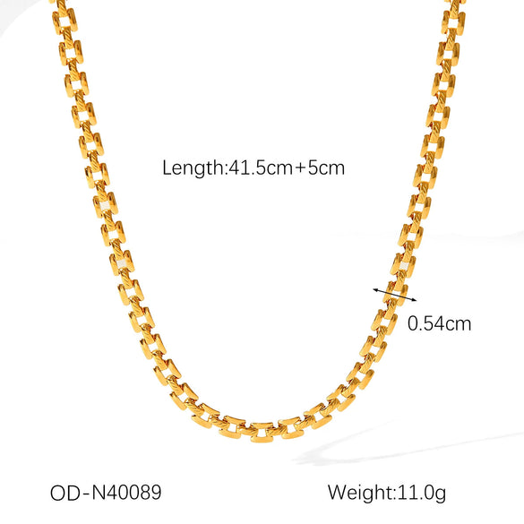 Women's Highend Stainless Steel Handmade Necklace With Geometric Pattern Goldplated Pvd Vacuum Plated Chain