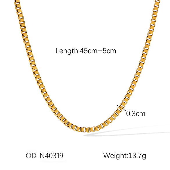 Women's Highend Stainless Steel Handmade Necklace With Geometric Pattern Goldplated Pvd Vacuum Plated Chain