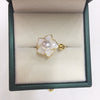 Women's Highgloss Natural Freshwater Pearl Ring Copper 18K Goldfilled Broken Shell Rotating Windmill Open Round