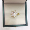 Women's Highgloss Natural Freshwater Pearl Ring Copper 18K Goldfilled Broken Shell Rotating Windmill Open Round