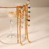 Women's Highgrade Stainless Steel Cuban Chain Bracelet With Geometric And Water Drop Pattern Inlaid Zircon