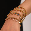 Women's Highgrade Stainless Steel Cuban Chain Bracelet With Geometric And Water Drop Pattern Inlaid Zircon